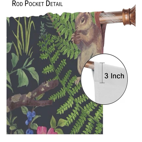 Forest Wildlife Curtains,2- 21 x 45, Owls Fox Squirrel Branches Forest Animal - Picture 5 of 5